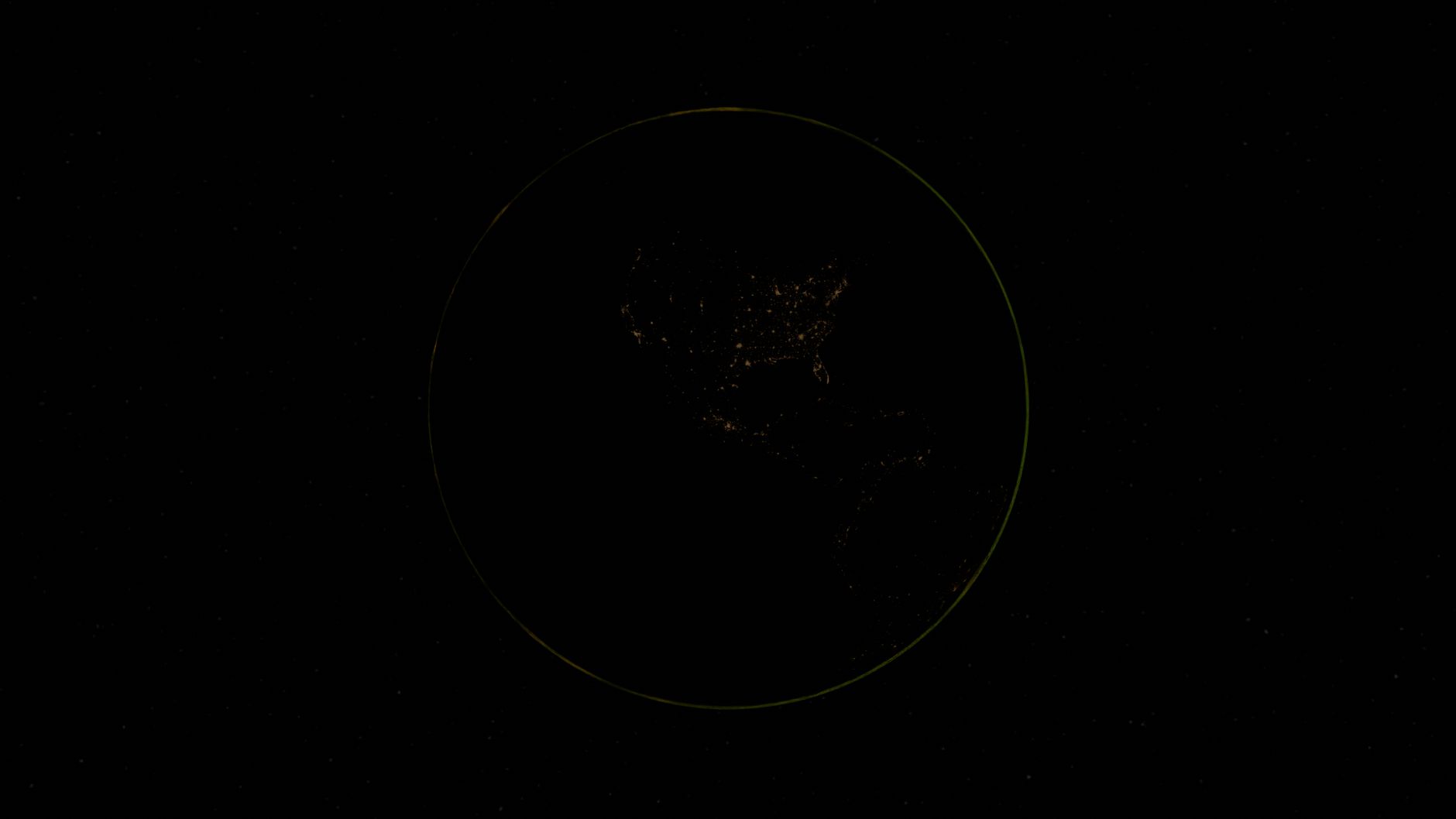 A stunning view of Earth from space, showcasing city lights against the night backdrop.